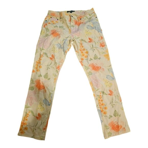 LAUREN RALPH LAUREN (LRL) Floral Modern Straight Ankle Denim Jeans - Size 10 - Picture 2 of 10